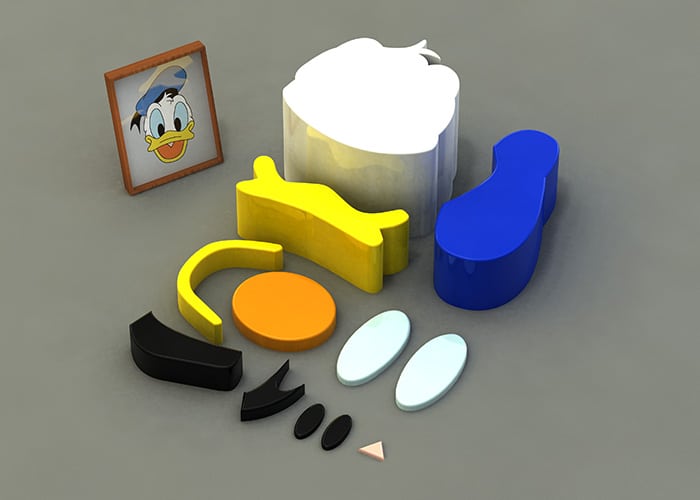 Deconstructed Disney 3D Character Design Parts Of Donald Duck Build