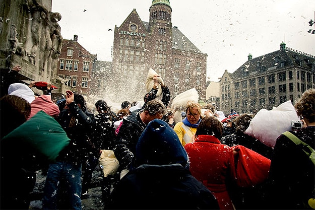 Pillow Fights In Cities Everywhere