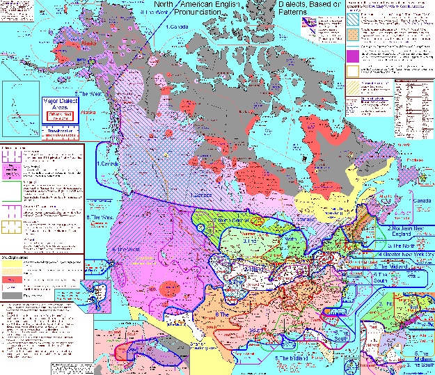 North American Dialect Chart Accents Across North America Map