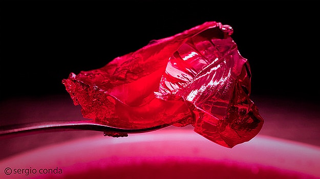 Cherry Gelatin On Spoon Slow Motion Jello Video