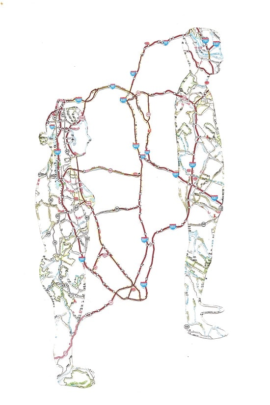 Discarded Map Cut Portrait Concept Discarded Map Cut Portrait Concept