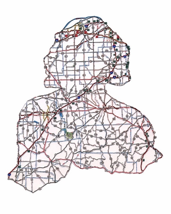Discarded Map Cut Portrait Concept Discarded Map Cut Portrait Concept