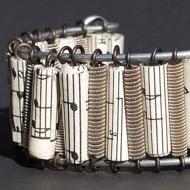 Music Guitar String Bracelet Sheet Music Rolled Up Cuff