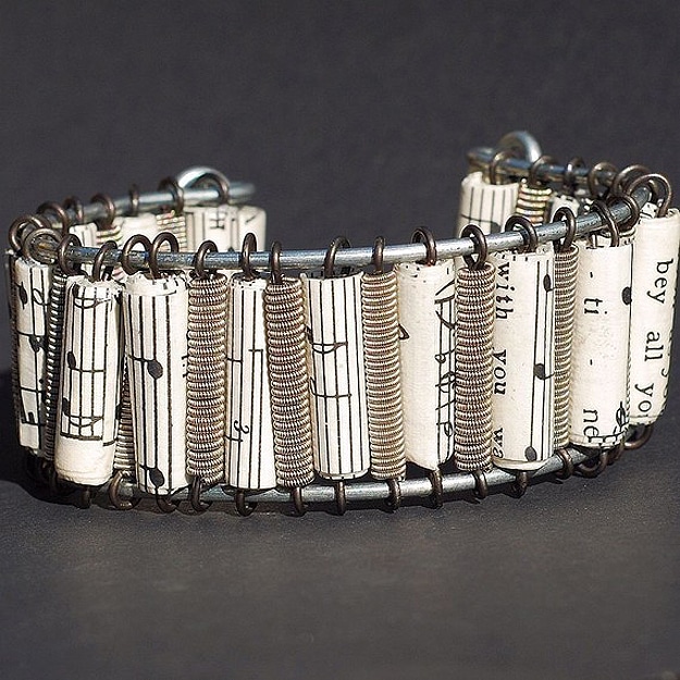 Music Guitar String Bracelet Sheet Music Rolled Up Cuff