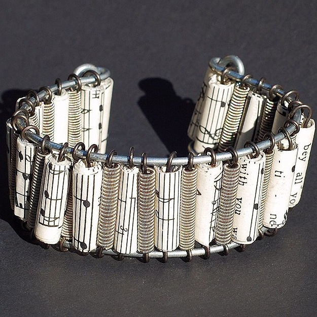 Music Guitar String Bracelet Sheet Music Rolled Up Cuff