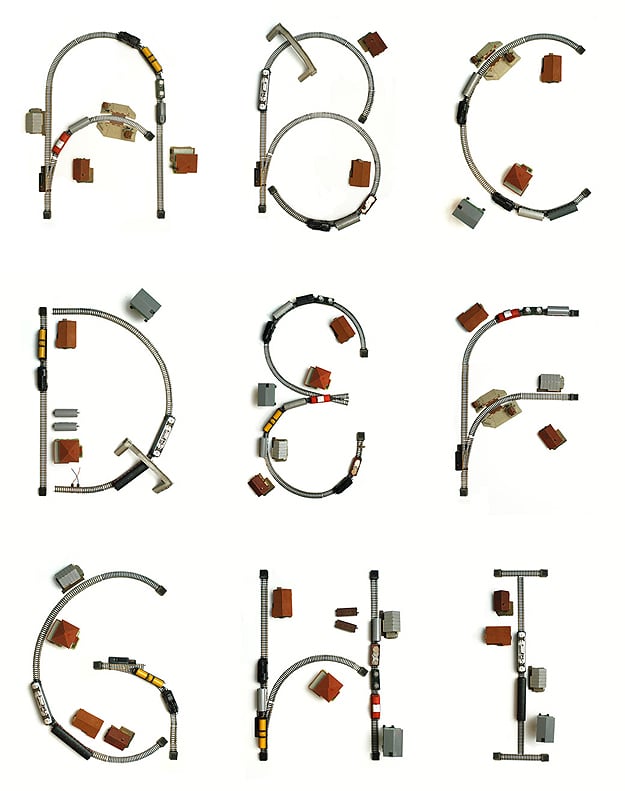 Train Set Typography Alphabet Letters Made From Train Set