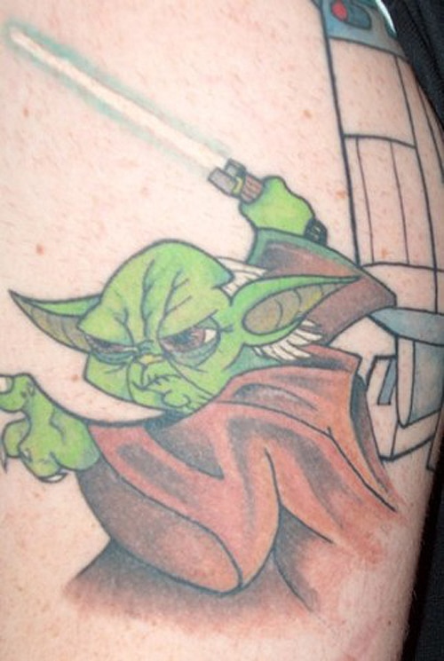 Yoda Lightsaber Star Wars Tattoo