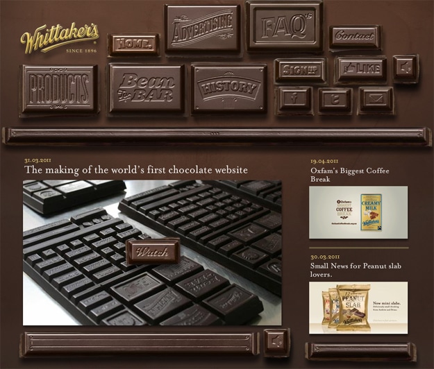 Whittaker's Website Made From Chocolate
