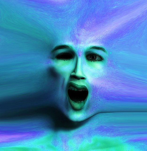 Distorted Face Image Blue Green Optical Illusion Deformed Faces