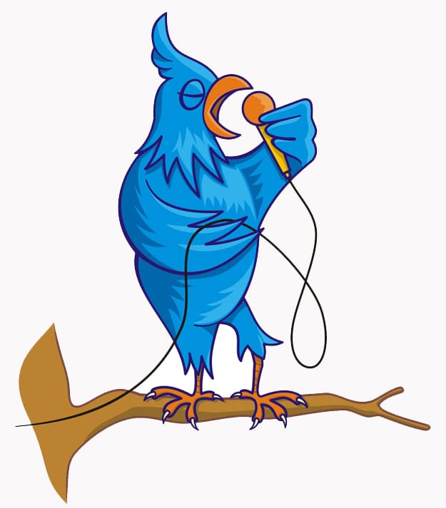 Twitter Bird Singing In Microphone Find A Job Using Twitter