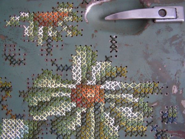 Embroided Car Door Art Installment Embroided Car Door Art Installment