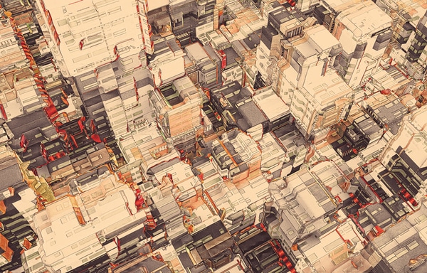 Epic Scale City Illustration Drawings