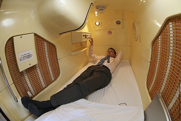 Japan Capsule Hotel Solution 7 Working Late Sleeping Option