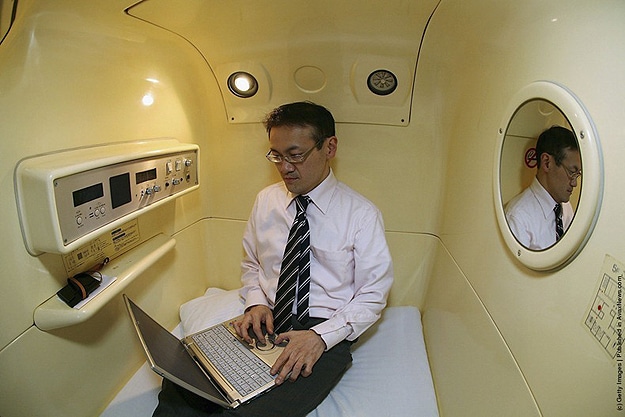 Japan Capsule Hotel Solution 8 Working Late Sleeping Option