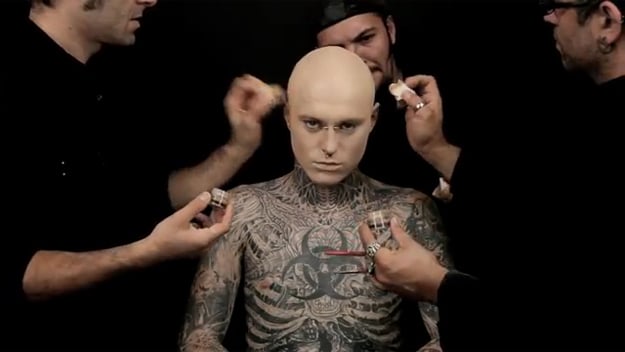 Zombie Boy Covers Body Tattoos