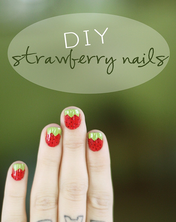 DIY Strawberry Manicure Nails 1 Strawberries Fingernail Polish Manicure
