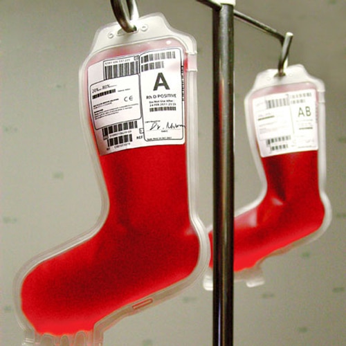Holiday Stocking Hospital Blood Packs