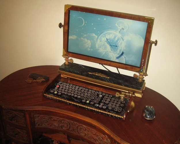 Steampunk Monitor Keyboard Design 2 Computer Steampunk One Of Kind