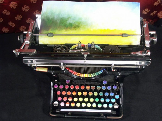 Chromatic Colorful Old Typewriter 1 Typewriter Paints With Oils