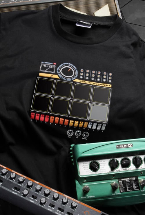 Drum Machine T-Shirt Recorder Concept Drum Machine T-Shirt Recorder Concept
