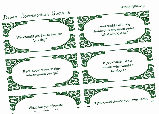 Family Dinner Questions List 2 How Make Family Dinners Fun