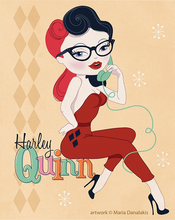 Maria Danalakis Cat Woman 2 Harley Quinn Pin Up Art