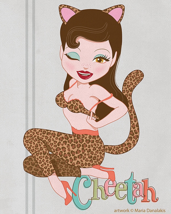 Maria Danalakis Cat Woman 4 Cheetah Pin Up Girl Art