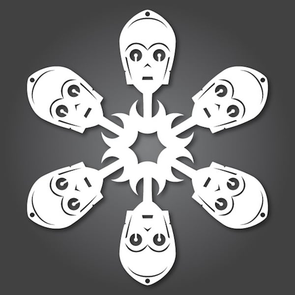 Papercraft Star Wars Snowflakes 3 C-3PO Paper Winter Snowflake