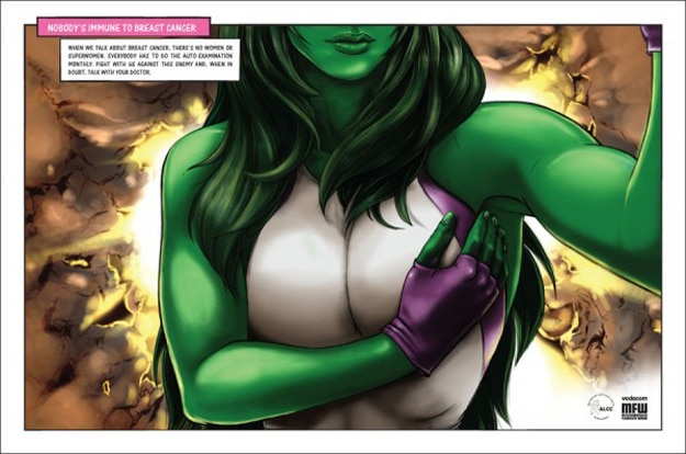 Superheroes Breast Exam PSA 1 She Hulk Self Breast Exam