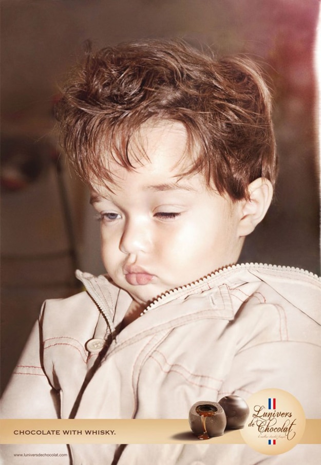 Drunk Baby Chocolate Whiskey Controversial Advertising Baby Campaign