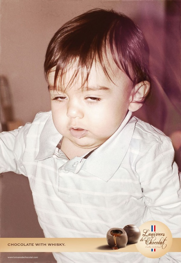 Drunk Baby Chocolate Whiskey Controversial Advertising Baby Campaign
