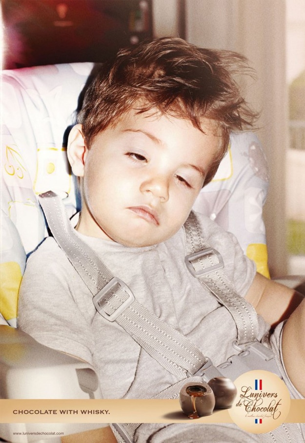 Drunk Baby Chocolate Whiskey Controversial Advertising Baby Campaign