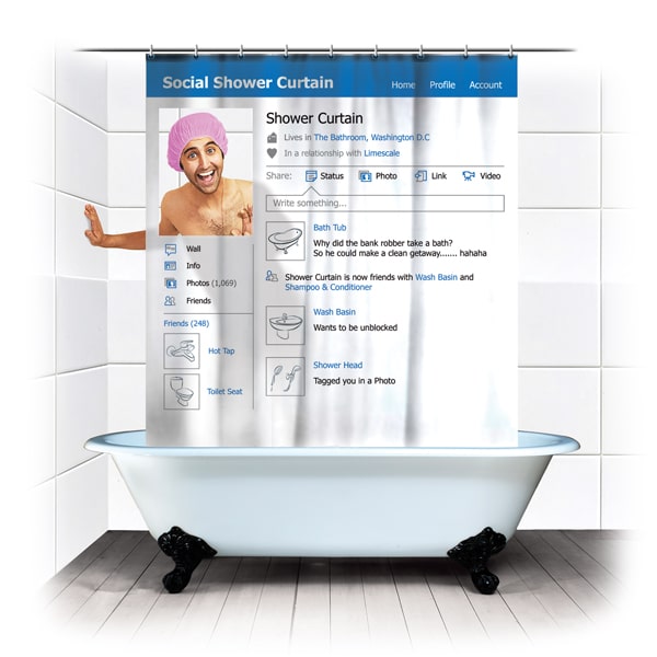 Facebook Social Shower Curtain Concept Facebook Social Shower Curtain Concept