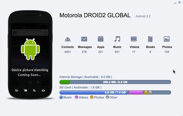 Mikel King's AirDriod phone statistics Motorola Droid Global Screenshot