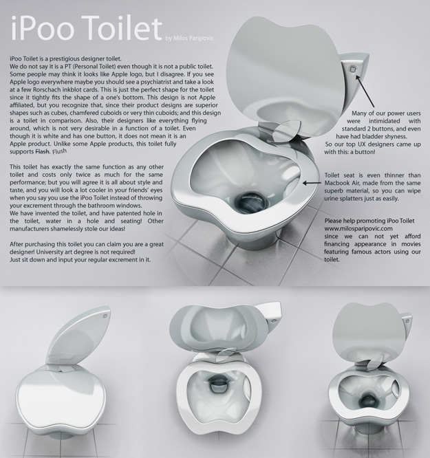iPoo Apple Spoof Toilet Technology Enhanced Bathroom Toilet