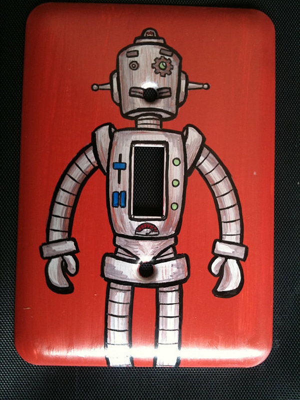 Robot-Light-Switch-Cover Handpainted Robot Home Decor
