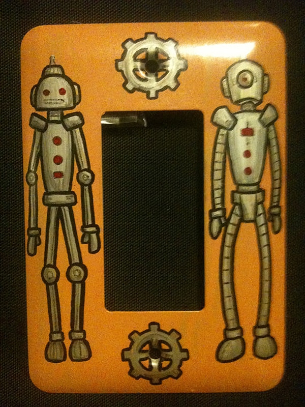 Robot-Light-Switch-Cover Handpainted Robot Home Decor