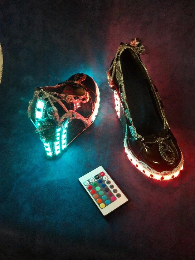 Vintage-Steampunk-LED-Shoes Technology Shoes Remote Control