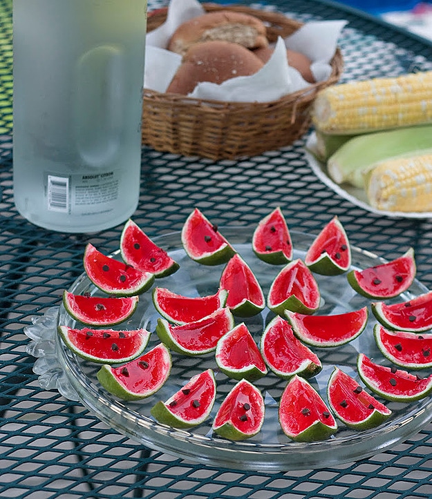 Watermelon-Jello-Shot-Design Fruit Slices Summer Shots