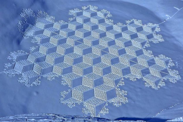walking snow art mandela geometric patterns ice shoes