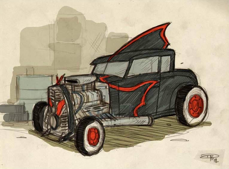 Rockabilly Batmobile concept Denis Medri Rockabilly Batmobile concept Denis Medri