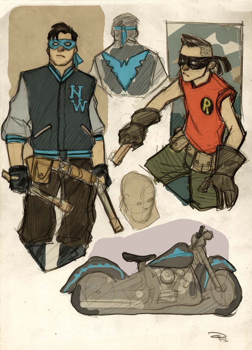Rockabilly Robin and Nightwing concepts