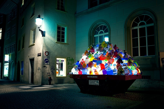 Illuminated-Trash-Garbage-Installation Illuminated-Trash-Bags-Garbage-Installation