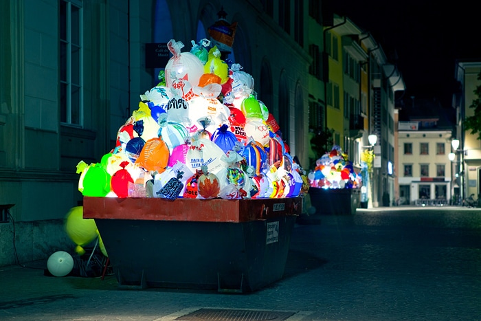 Illuminated-Trash-Garbage-Installation Illuminated-Trash-Bags-Garbage-Installation