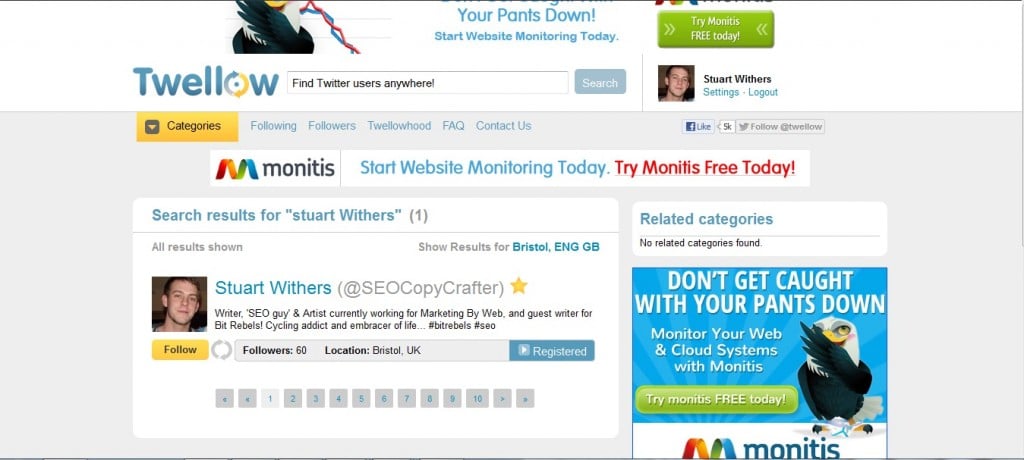 Twellow Twitter Tool Screenshot Using-The-Twellow-Twitter-Tools