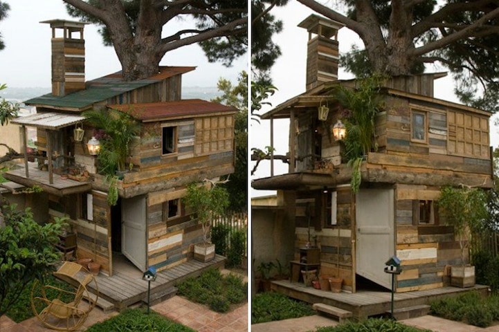 treehouse-recycled-materials-trash materials-found-in-the-trash
