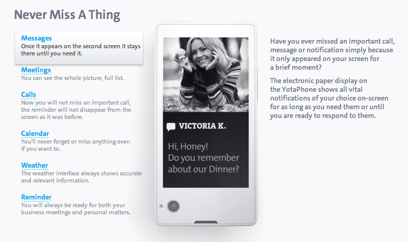 YotaPhone Doubled SIded Smartphone YotaPhone Doubled SIded Smartphone