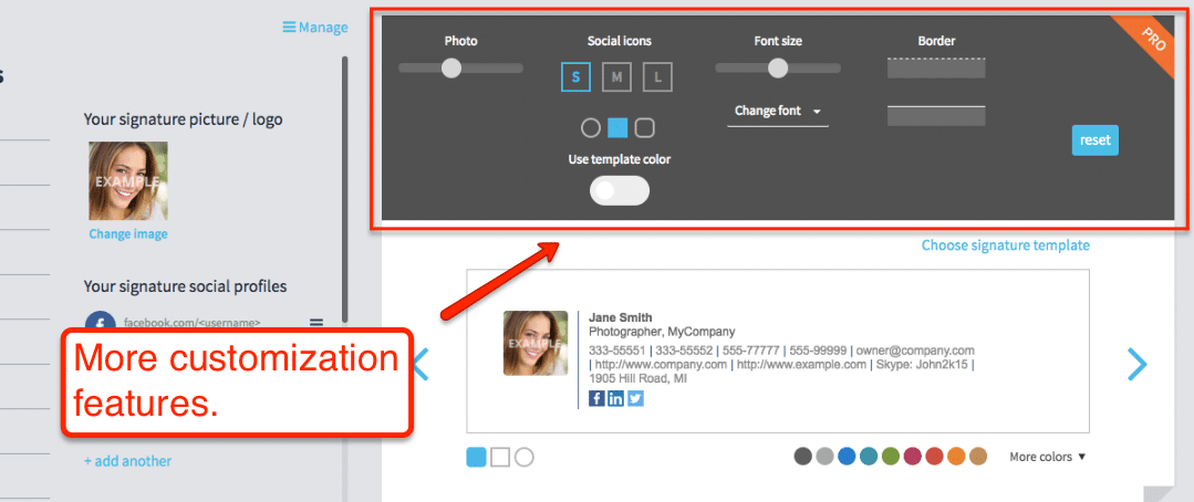 WiseStamp Email Signature Customization Image