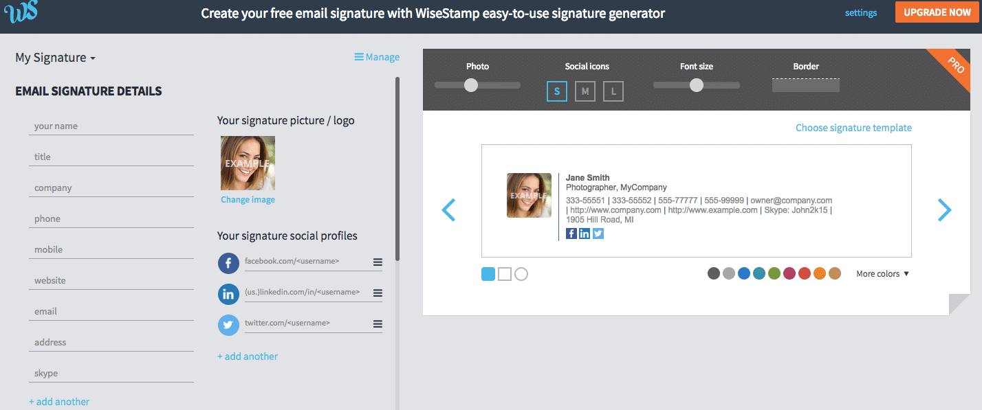 WiseStamp Review Web Editor Image