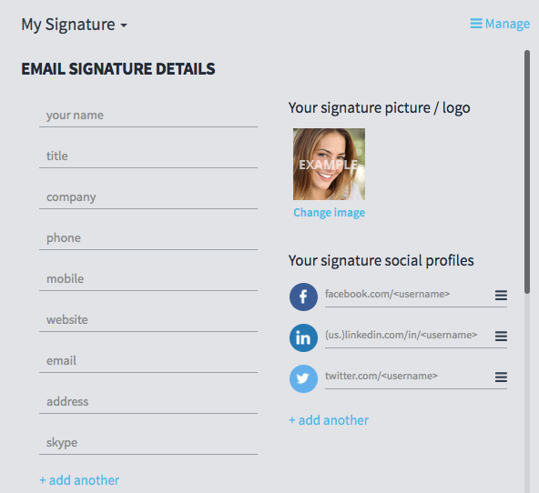 WiseStamp Email Signature Elements Image